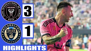 Messi hat trick in 5 minutes  Inter Miami vs Philadelphia 31  Highlights amp Goals [upl. by Kotta428]