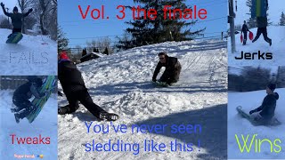 Sledding wins fails and bails Vol 3 🛷💥the last snow [upl. by Yellhsa]