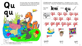 Jolly Phonics  Workbook 7  Page 3  Letter Combination qu  2020 Edition [upl. by Ydnarb318]