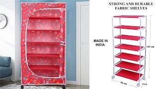 Collapsible Wardrobe Organizer Multipurpose Storage Rack 6 Layer Printed Red [upl. by Gardener]