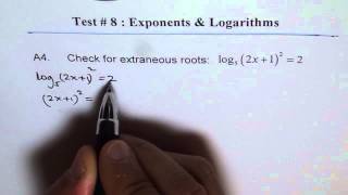 Extraneous Roots of Logarithms A4 [upl. by Zysk581]