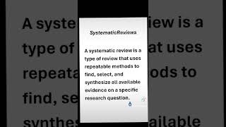 Systematic Literature Review  What is Systematic review [upl. by Ettedanreb]