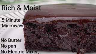 5 Minute Chocolate Cake In MicrowaveRich amp Moist Chocolate Cake Without Oven [upl. by Emmuela]