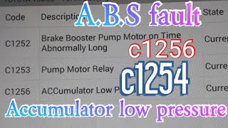 Accumulator low pressure c1256 c1256 c1253 c1252 c1253 moter pump relay [upl. by Okimik]