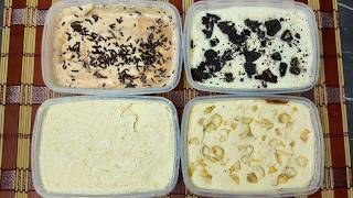 4 Homemade Ice Cream Recipes Vanilla Oreo Chocolate Coffee with Nuts [upl. by Lisha]