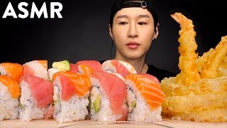 ASMR RAINBOW SUSHI ROLL  FRIED TEMPURA MUKBANG No Talking EATING SOUNDS  Zach Choi ASMR [upl. by Trimmer669]