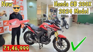 All New 2024 Honda CB 200X E20 Full Review On Road Price Red Colour [upl. by Jowett]