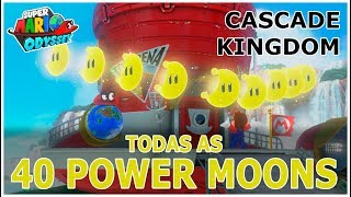 SUPER MARIO ODYSSEY  TODAS AS 40 POWER MOONS DE CASCADE KINGDOM [upl. by Llehsar]