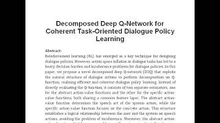 Decomposed Deep Q Network for Coherent Task Oriented Dialogue Policy Learning [upl. by Ailil40]