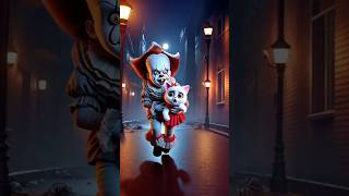 Pennywise is after cute Cat and Kitten in a Spooky Town cat cutecat catlover [upl. by Nnylylloh]