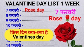 Valentine Week  7 Feb to 14 Feb all day list  kal konsa day hai 2024  Valentines Day week 2024 [upl. by Adle749]