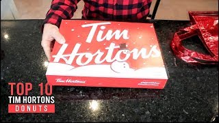 Tim Hortons TOP 10 Donuts Taste Test [upl. by Ellerrehc]