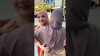 Non muslim🧕try hijab first time social experiment Wait for reaction muslimah hijab shortsfeed [upl. by Tterrab459]