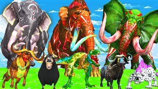 10 Mammoth Elephant Cow vs 5 Giant Tiger Lion Zombie Wolf Attack Cow Buffalo Saved by Woolly Mammoth [upl. by Nawuj259]