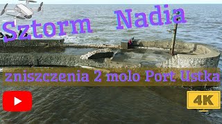 Port Ustka zniszczenia po sztormie Nadii 2022 [upl. by Avat]