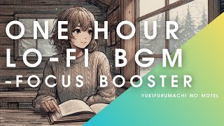 1 Hour lofi hip hop bgm ❄️ beats to relaxstudy to  Focus Booster  Yukifurumachi no Motel [upl. by Nader939]