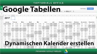 Dynamischen Kalender erstellen Google Tabellen  Spreadsheets [upl. by Balkin]