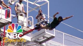 Brutal salto de Bungee a 200 pies de altura Canadá 2015  NBC Deportescom  NBC Deportes [upl. by Ilujna]