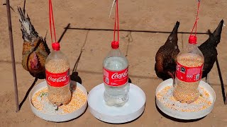 Como hacer bebedero y comedero para gallinas pollos y gallos con botellas de coca cola reciclados [upl. by Shurwood]