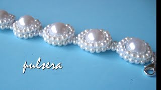 DIY  Pulsera todo perlas para novias  Bracelet all pearls for brides [upl. by Marlie]