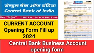 Central bank current account form fill up 2024  Central bank current account firm kaise bhare [upl. by Muhammad728]