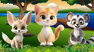 Distinguishing terrestrial animals  Fennec Fox Cat Lemur Raccoon Monkey  Animal Sounds [upl. by Peppi]