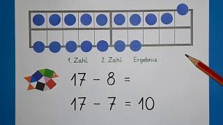 Minusaufgaben mit Zehnerunterschreitung Teil 4  Mathe Klasse 1  einfach schlau üben [upl. by Helban]