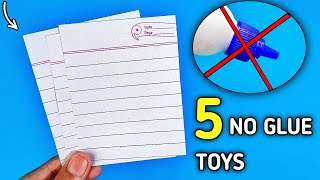 5 No Glue Paper Crafts  Paper Toys [upl. by Craddock]