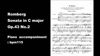 Romberg Sonata in C major Op43 No2 piano accompaniment bpm115 [upl. by Checani]