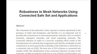 Robustness in Mesh Networks Using Connected Safe Set and Applications [upl. by Alios]