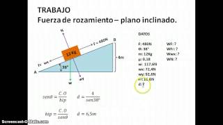 Trabajo de una fuerza en plano inclinado [upl. by Ewens986]