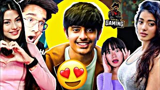 YouTubers amp GIRLS Reaction on AJJUBHAI FACE REVEAL 😍😍😍 Total Gaming Face Reveal [upl. by Tiemroth841]