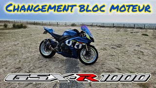 GSXR 1000 K9  CHANGEMENT BLOC MOTEUR [upl. by Cathrin998]