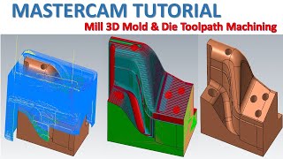 MasterCAM Tutorial 125  Mill 3D Rough Pocket Area Rough Rest Mill [upl. by Eikcuhc]