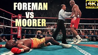 George Foreman vs Michael Moorer  BRUTAL KNOCKOUT Boxing Fight  4K Ultra HD [upl. by Elwood]