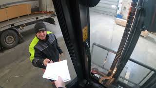 Forklift operator unloads 2 full truck and trailer with MDF at the same time [upl. by Fabrin]