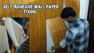 Self Adhesive Wallpaper for Wall  Wooden wallpaper installation  How To Stick Wallpaper On Wall [upl. by Raymond]