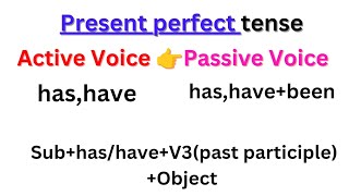 Present perfect tense Active voice Passive voice [upl. by Frame]