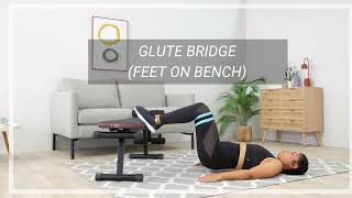 GLUTE BRIDGE FEET ON BENCH with glute band  Corength [upl. by Aldwin]