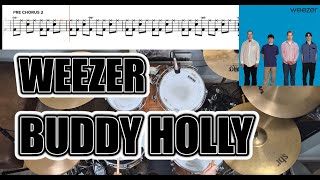 Weezer  Buddy Holly  Drum Cover With SHEET MUSIC [upl. by Ettelrahc]