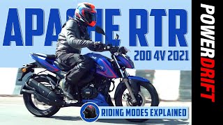 2021 TVS Apache RTR 200 4V  Riding modes and upgrades explained  PowerDrift [upl. by Ziana]