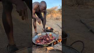 Meet with Hadza Best chief in tribe See how he cooks a delicious beef 🍖hadzabetribe food [upl. by Elsi]