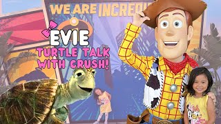 CRUSH from FINDING NEMO has TURTLE Talk with Evie  Evie Kids TV [upl. by Analeh]