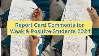 Report card remarks for positive and weak students  comments for positive and weak students 2023 [upl. by Glassco]