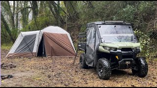 Rain camping and clearing space for my hidden lair in the woods The adventure begins [upl. by Lertsek175]