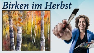 Aquarell  Birken im Herbst [upl. by Domineca]