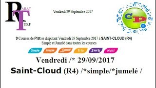 Rabaturf Pronostic SaintCloud R4 simplejumelé Vendredi  29092017 l [upl. by Eshelman]