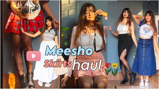 Omg 😍 I found most trendy and chepest Skirt in Meesho  Denim Skirt Slit Skirt  Charchita Sarma [upl. by Noruq]