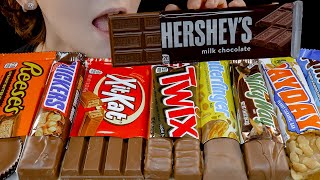 ASMR Most Popular American Chocolate Bars Snickers Milky Way Reeses Milky Way Butterfinger [upl. by Ailelc528]