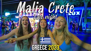 Malia Crete late night walking tour 4k Kreta Greece 2023 [upl. by Katherine338]